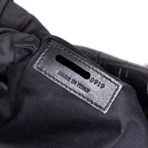 SAINT LAURENT MEDIUM NIKI BAG CROCODILE-EMBOSSED BLACK CALFSKIN BLACK HARDWARE