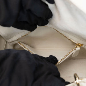 CHRISTIAN DIOR AROUND THE WORLD SMALL MY ABCDIOR LADY DIOR TOTE BAG WHITE GOLD CALFSKIN GHW