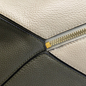 LOEWE MEDIUM PUZZLE BAG CALFSKIN OAT KHAKI GREEN GHW
