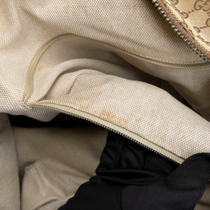 GUCCI BOSTON BAG GG CANVAS BROWN TOTE BAG SHW