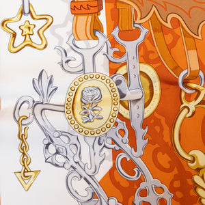 HERMES BRIDES ET DESTIN SILK SCARF ORANGE 90 CM
