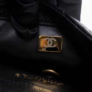 CHANEL 22S SHINY CAVIAR PICK ME UP FLAP BELT BAG BLACK CALFSKIN GHW