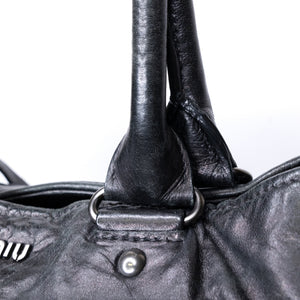 MIUMIU TOTE BAG CALFSKIN LEATHER BLACK