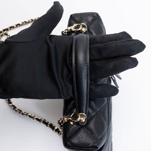 CHANEL TOP HANDLE SLIM VANITY WITH CHAIN BAG BLACK CAVIAR LGHW