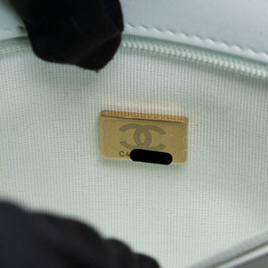 CHANEL PREPPY COCO SMALL FLAP BAG SHINY CAVIAR LIGHT BLUE GHW