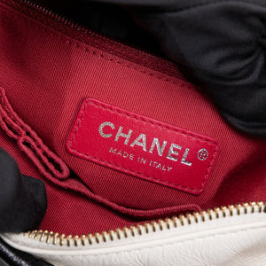 CHANEL SMALL GABRIELLE HOBO BAG WHITE / BLACK CALFSKIN LEATHER GOLD / SILVER TONE / RUTHENIUM TONE