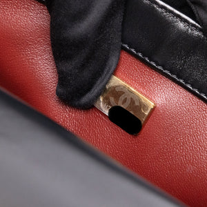 CHANEL GOLD CRUSH MINI FLAP BAG BLACK CALFSKIN LEATHER GHW (MICROCHIP)