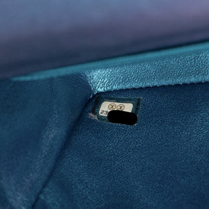 CHANEL IRIDESCENT BLUE TURQUOISE MINI CLASSIC FLAP BAG RUTHENIUM HARDWARE