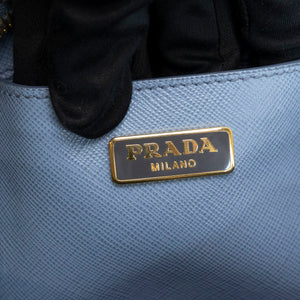 PRADA SAFFIANO LUX LEATHER MINI BAG BLUE GHW