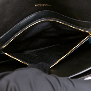 SAINT LAURENT GABY QUILTED SATCHEL BAG BLACK LAMBSKIN LEATHER GHW