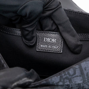 CHRISTIAN DIOR SADDLE SMALL MESSENGER BAG BLACK OBLIQUE JACQUARD / GRAINED CALFSKIN MULTICOLOUR HARDWARE