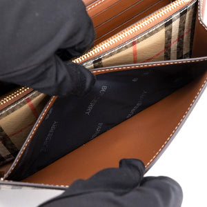 BURBERRY HANNAH WALLET ON CHAIN CALFSKIN / CANVAS GHW