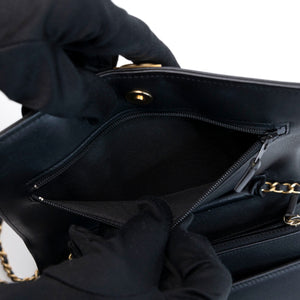 CHANEL BOY WOC WALLET ON CHAIN BLACK LAMBSKIN LEATHER GHW