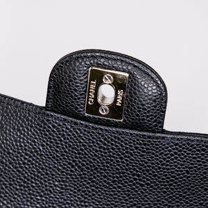 CHANEL CLASSIC FLAP MEDIUM BLACK CAVIAR LEATHER SHW