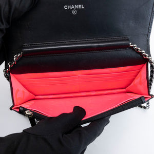 CHANEL CAMBON WALLET ON CHAIN BLACK CALFSKIN SHW