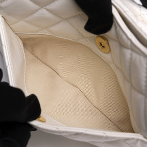 CHANEL 23C SMALL WHITE SHINY CALFSKIN HOBO BAG GHW