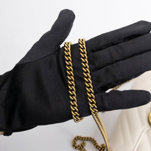GUCCI GG MARMONT SUPER MINI BAG MATELASSE WHITE BRUSHED GHW