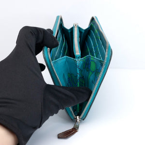 HERMES AZAP SILK IN LONG WALLET BLUE PAON EPSOM LEATHER SHW