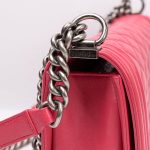 CHANEL MEDIUM LEBOY PINK CALFSKIN LEATHER MULTICOLORED HARDWARE