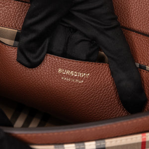 BURBERRY NOTE CROSS-BODY BAG CALFSKIN / CANVAS GHW