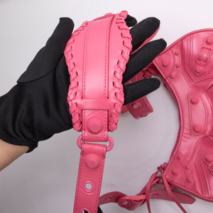 BALENCIAGA LE CAGOLE XS PINK POLISHED LAMBSKIN LEATHER PINK HARDWARE