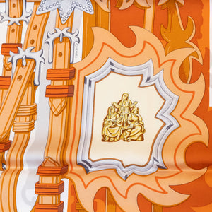 HERMES BRIDES ET DESTIN SILK SCARF ORANGE 90 CM