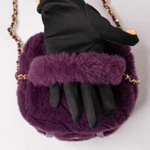 CHANEL TOP HANDLE SMALL VANITY CASE SHEARLING PURPLE GHW (MICROCHIP)