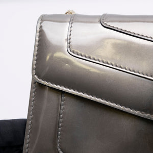 BVLGARI SERPENTI FOREVER SHOULDER BAG SILVER METALLIC LEATHER SHW