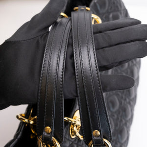 CHRISTIAN DIOR SOFT SHOPPING TOTE BLACK CANNAGE QUILTED LAMBSKIN GHW