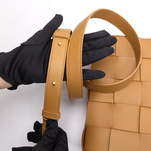 BOTTEGA VENETA TAN INTRECCIATO LEATHER CASSETTE CROSSBODY BAG GHW