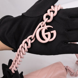 GUCCI SUPER MINI GG MARMONT PINK CALFSKIN LEATHER TONAL ENAMELLED HARDWARE
