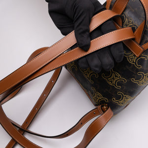 CELINE MINI BACKPACK FOLCO TRIOMPHE CANVAS / CALFSKIN BLACK GHW