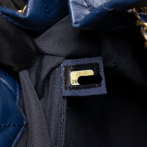 CHANEL SMALL GABRIELLE BACKPACK AGED CALFSKIN NAVY BLUE / BLACK RUTHENIUM HARDWARE