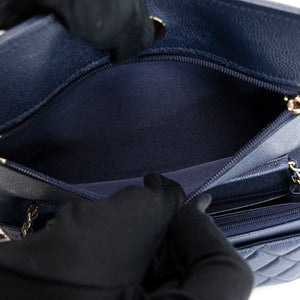 CHANEL CLASSIC WALLET ON CHAIN CAVIAR NAVY GHW (MICROCHIP)