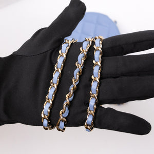 CHANEL ROUND CLUTCH BLUE LAMBSKIN LEATHER GHW