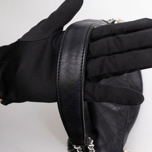 CHANEL ULTIMATE SMALL SOFT HOBO BAG BLACK QUILTED LAMBSKIN SHW