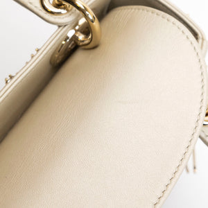 CHRISTIAN DIOR MINI LADY DIOR CRYSTAL CANNAGE METALLIC LAMBSKIN PLATINUM GHW