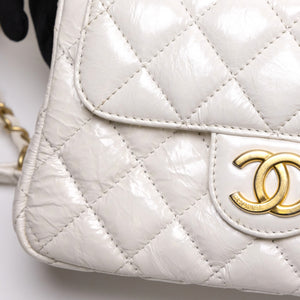 CHANEL 23C SMALL WHITE SHINY CALFSKIN HOBO BAG GHW