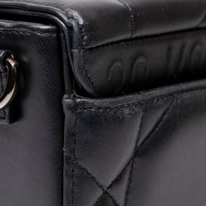 CHRISTIAN DIOR 30 MONTAIGNE CHAIN TOP HANDLE BAG LAMBSKIN LEATHER DARK SILVER HARDWARE