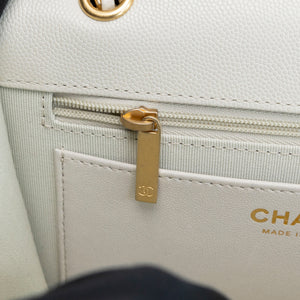 CHANEL 25B CC MINI FLAP BAG PALE SAGE GREEN CAVIAR LEATHER GHW (MICROCHIP)