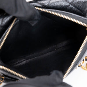 CHANEL 22S SHINY CAVIAR PICK ME UP FLAP BELT BAG BLACK CALFSKIN GHW