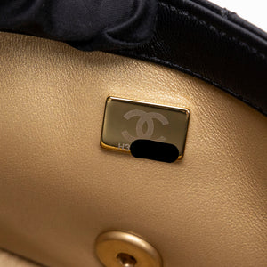 CHANEL 26C PEARL CRUSH MINI RECTANGULAR FLAP BLACK LAMBSKIN LEATHER GHW ( MICROCHIP)