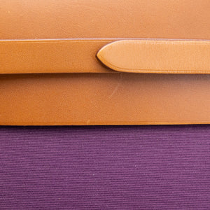 HERMES HERBAG 39 ZIP BAG HUNTER / CANVAS PURPLE SHW STAMP SQUARE O