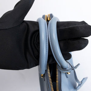 PRADA SAFFIANO LUX LEATHER MINI BAG BLUE GHW