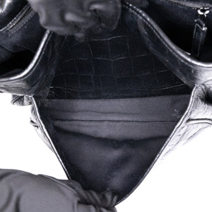 SAINT LAURENT MEDIUM NIKI BAG CROCODILE-EMBOSSED BLACK CALFSKIN BLACK HARDWARE