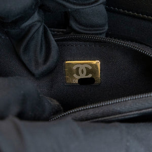 CHANEL 22K GOLD PILLAR WALLET ON CHAIN BLACK LAMBSKIN GHW