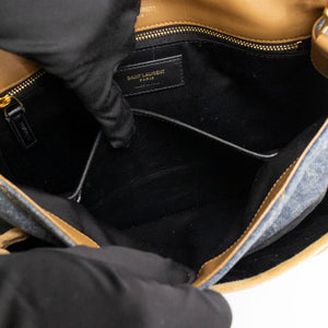 SAINT LAURENT MEDIUM NIKKI SHOULDER BAG DENIM BLUE / CINNAMON GHW