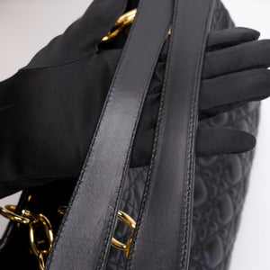 CHRISTIAN DIOR SOFT SHOPPING TOTE BLACK CANNAGE QUILTED LAMBSKIN GHW