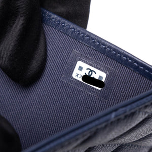 CHANEL SMALL CLASSIC FLAP WALLET BLUE CAVIAR LEATHER LGHW