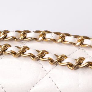 CHANEL 24C GOLD CRUSH MINI FLAP BAG WHITE CALFSKIN GHW (MICROCHIP)